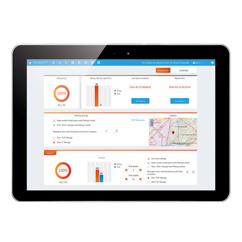 OpenSpace Cloud Parking counting software and tablet