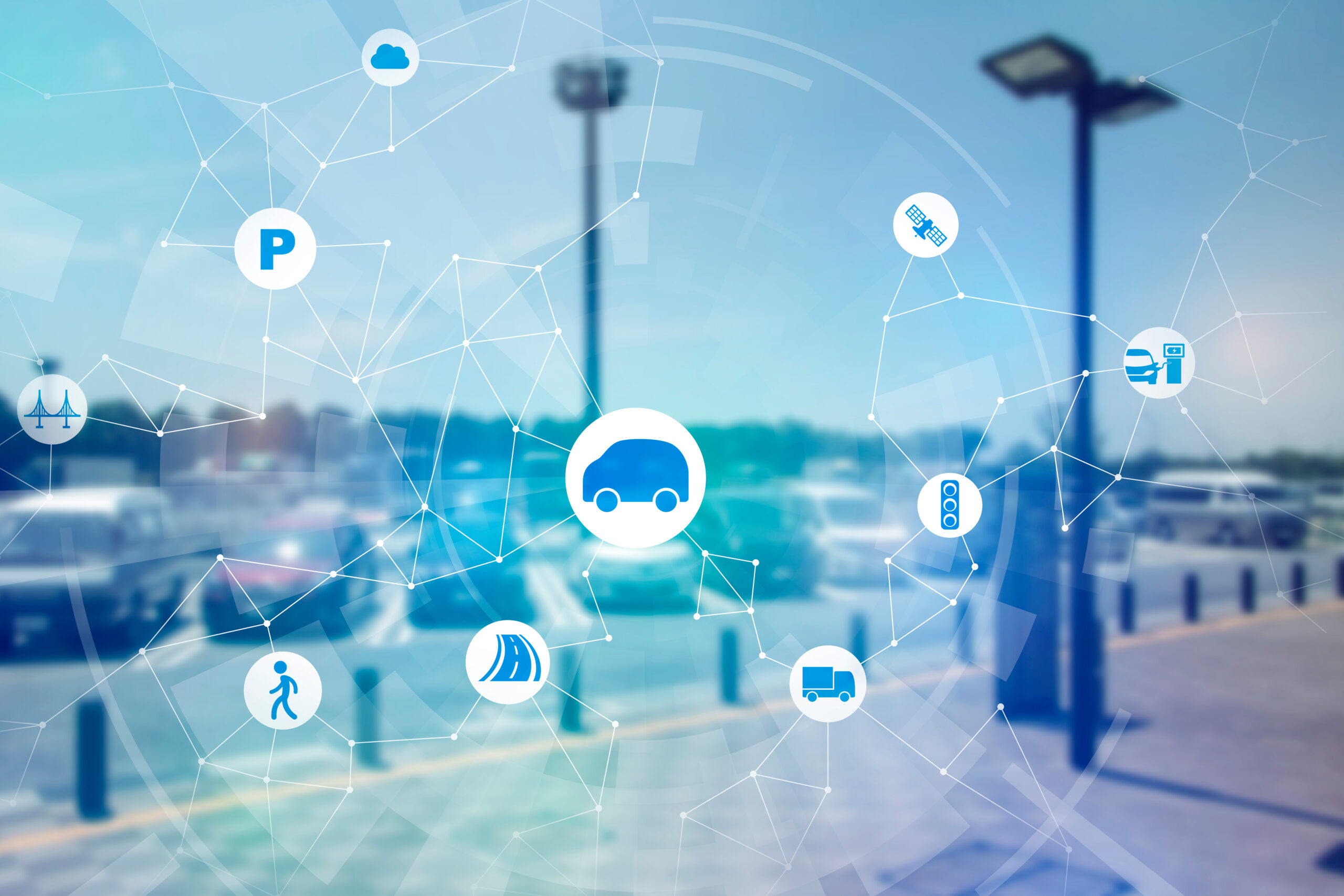 parking area and automotive network, abstract image visual